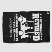 Serviette De Golf Nom personnalisé officiellement Retraité Cadeau Go (Horizontal)