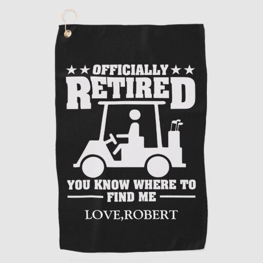 Serviette De Golf Nom personnalisé officiellement Retraité Cadeau Go (Devant)