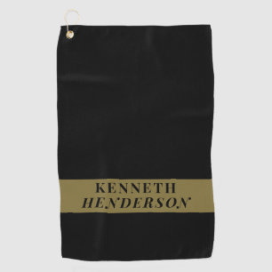 Serviette De Golf Nom personnalisé Or Noir Minimaliste Moderne Homme