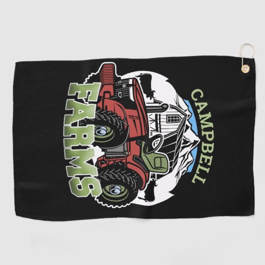 Serviette De Golf Nom personnalisé Pays Fermes Grange Tracteur Fermi (Horizontal)