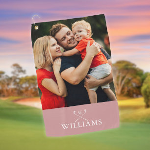 Serviette De Golf Nom personnalisé Photo Rose Poussiéreuse Rose