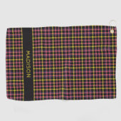 Serviette De Golf Nom personnalisé Plaid / Tartan Motif (Horizontal)