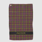 Serviette De Golf Nom personnalisé Plaid / Tartan Motif (Devant)