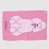Serviette De Golf Nom personnalisé Poodle rose (Horizontal)