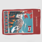 Serviette De Golf Nom personnalisé Poster de voyage Canada (Horizontal)