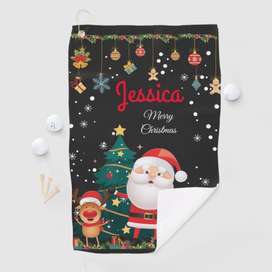 Serviette De Golf Nom Personnalisé Pour Votre Enfant, Noël Père Noël (En situation)