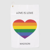 Serviette De Golf Nom personnalisé Rainbow Heart (Devant)