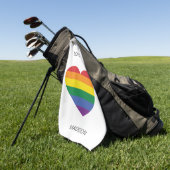 Serviette De Golf Nom personnalisé Rainbow Heart (Vert)