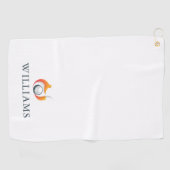 Serviette De Golf Nom Personnalisé Renard Moderne Et Balle (Horizontal)