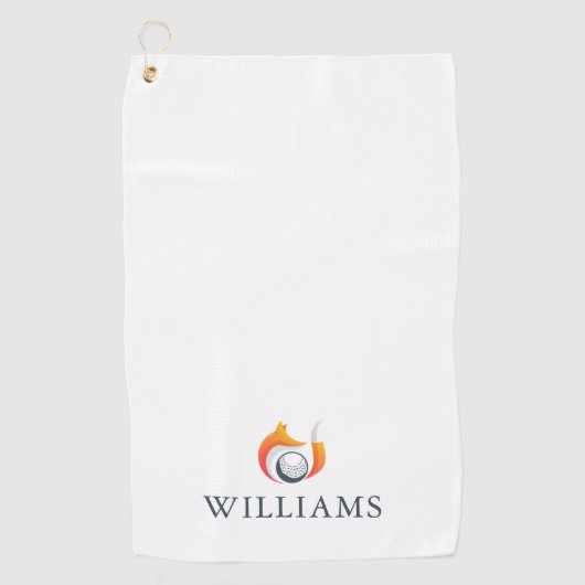 Serviette De Golf Nom Personnalisé Renard Moderne Et Balle (Devant)