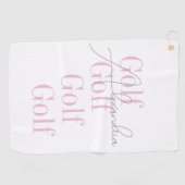 Serviette De Golf Nom personnalisé Rose féminin (Horizontal)
