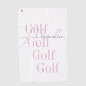 Serviette De Golf Nom personnalisé Rose féminin (Devant)