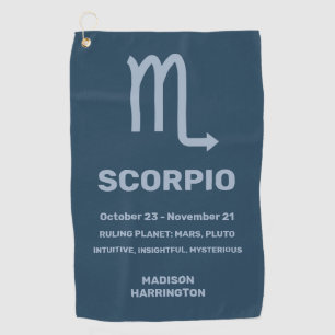 Serviette De Golf Nom personnalisé / Scorpion du symbole zodiaque du