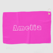 Serviette De Golf Nom personnalisé Simple Hot Rose (Horizontal)