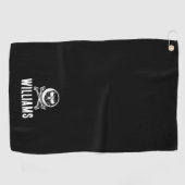 Serviette De Golf Nom Personnalisé Skull Golf Ball Et Crossbones (Horizontal)