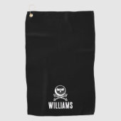 Serviette De Golf Nom Personnalisé Skull Golf Ball Et Crossbones (Devant)