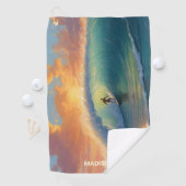 Serviette De Golf Nom personnalisé Surf (En situation)