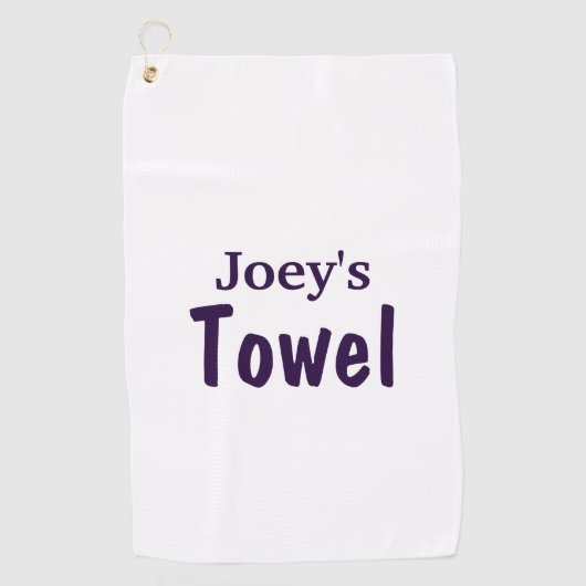 Serviette De Golf Nom personnalisé texte pourpre (Devant)