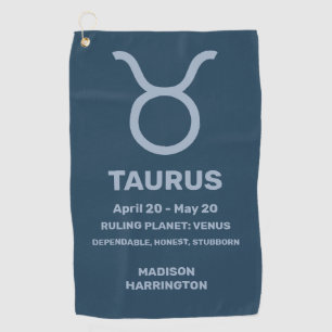 Serviette De Golf Nom personnalisé / Texte Zodiac Sign Taurus