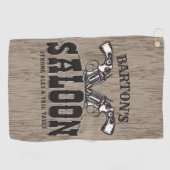 Serviette De Golf NOM PERSONNALISÉ Wild West Gun Revolver Saloon (Horizontal)