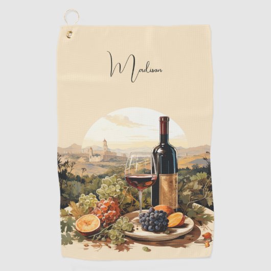 Serviette De Golf Nom personnalisé Wine Lover's (Devant)