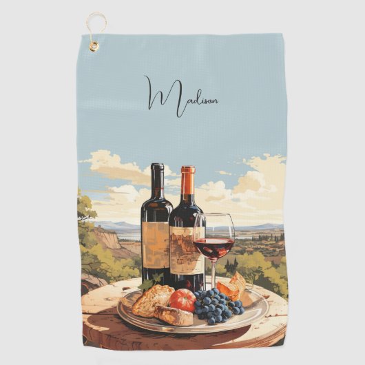 Serviette De Golf Nom personnalisé Wine Lover's (Devant)