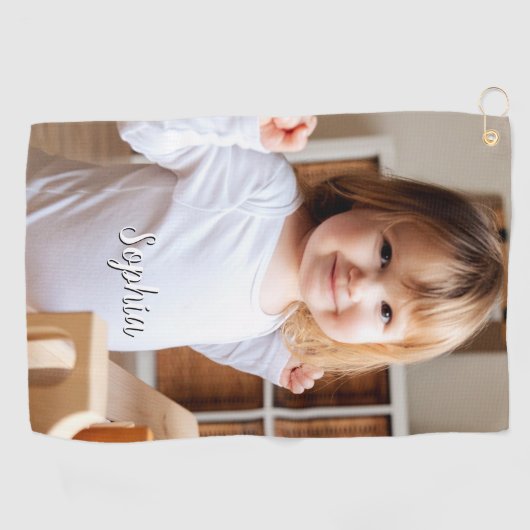 Serviette De Golf Nom photo et script de votre enfant (Horizontal)