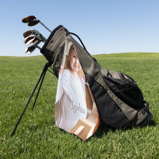 Serviette De Golf Nom photo et script de votre enfant (Vert)