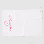Serviette De Golf Nom rose mignon personnalisé (Horizontal)