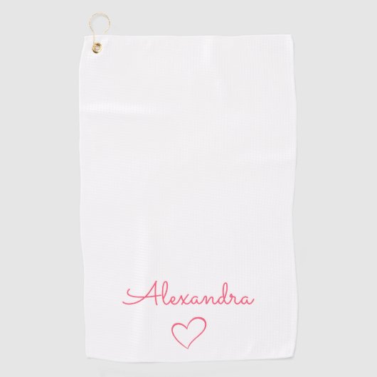 Serviette De Golf Nom rose mignon personnalisé (Devant)