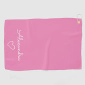 Serviette De Golf Nom rose moderne Cute personnalisée (Horizontal)