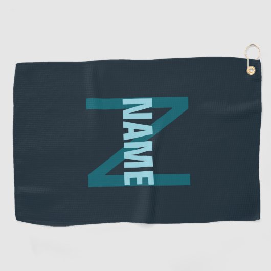 Serviette De Golf Nom simple en gras personnalisable en monogramme (Horizontal)