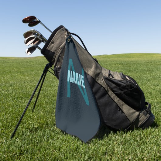 Serviette De Golf Nom simple en gras personnalisable en monogramme (Vert)