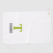 Serviette De Golf Nom simple et monogramme initial personnalisé (Horizontal)