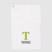 Serviette De Golf Nom simple et monogramme initial personnalisé (Devant)