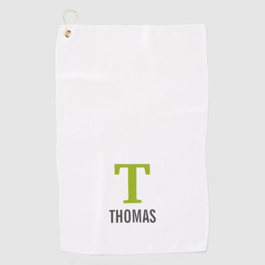 Serviette De Golf Nom simple et monogramme initial personnalisé (Devant)