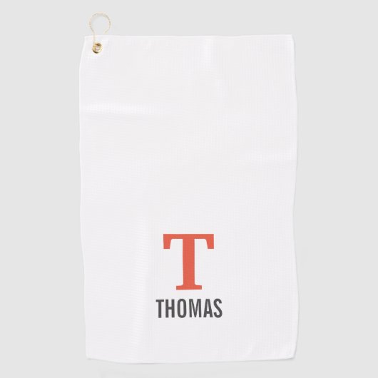 Serviette De Golf Nom simple et monogramme initial personnalisé (Devant)