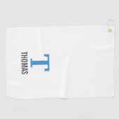 Serviette De Golf Nom simple et monogramme initial personnalisé (Horizontal)