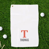 Serviette De Golf Nom simple et monogramme initial personnalisé