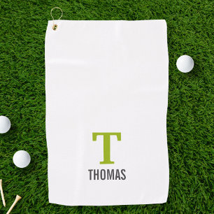 Serviette De Golf Nom simple et monogramme initial personnalisé