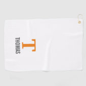 Serviette De Golf Nom simple et monogramme initial personnalisé (Horizontal)