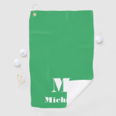 Serviette De Golf Nom simple moderne initial couleur unie vert (En situation)