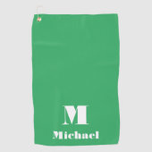 Serviette De Golf Nom simple moderne initial couleur unie vert (Devant)