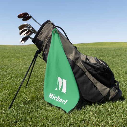 Serviette De Golf Nom simple moderne initial couleur unie vert (Vert)