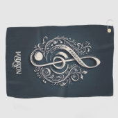 Serviette De Golf Note sur le Clé musical de nom personnalisé (Horizontal)