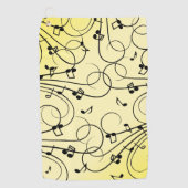 Serviette De Golf Notes de musique fantaisie jaune (Devant)