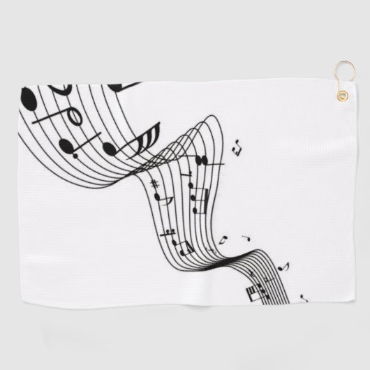 Serviette De Golf Notes musicales en blanc avec nom Golf Head Cover (Horizontal)