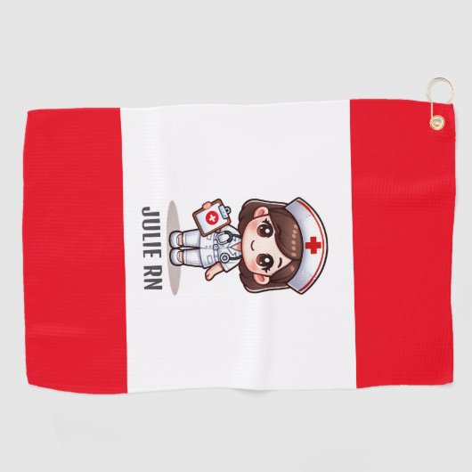 Serviette De Golf Nourriture Manga mignonne avec cheveux Brown Brown (Horizontal)