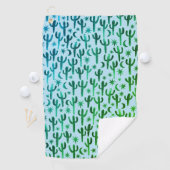 Serviette De Golf Nuit Désert Saguaro Cactus Aquarelle Ombre Vert (En situation)