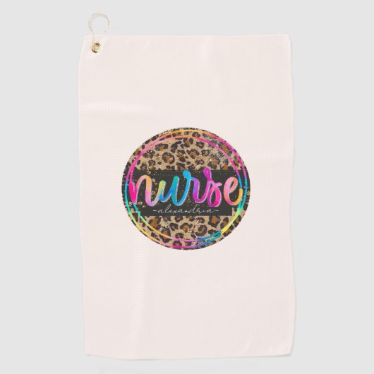 Serviette De Golf "Nurse - Love, Inspire, Heal" en couleur arc-en-ci (Devant)